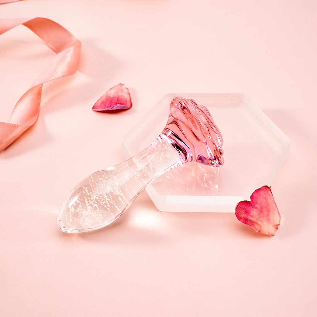 Rose Glass Luminous Butt Plug 4-Inch