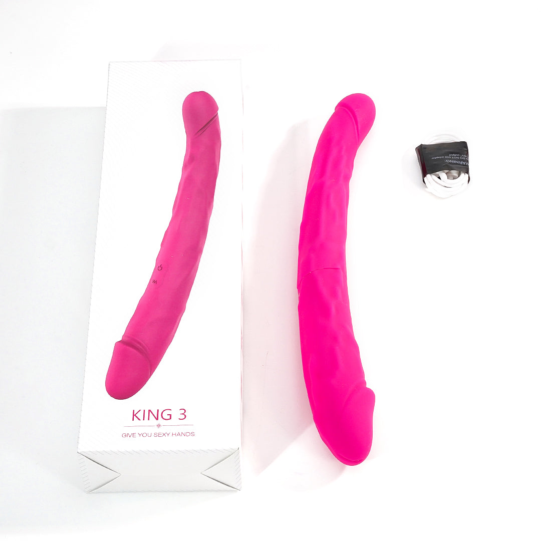 King 3 Double-Ended Vibrating Dildo 12-Inch