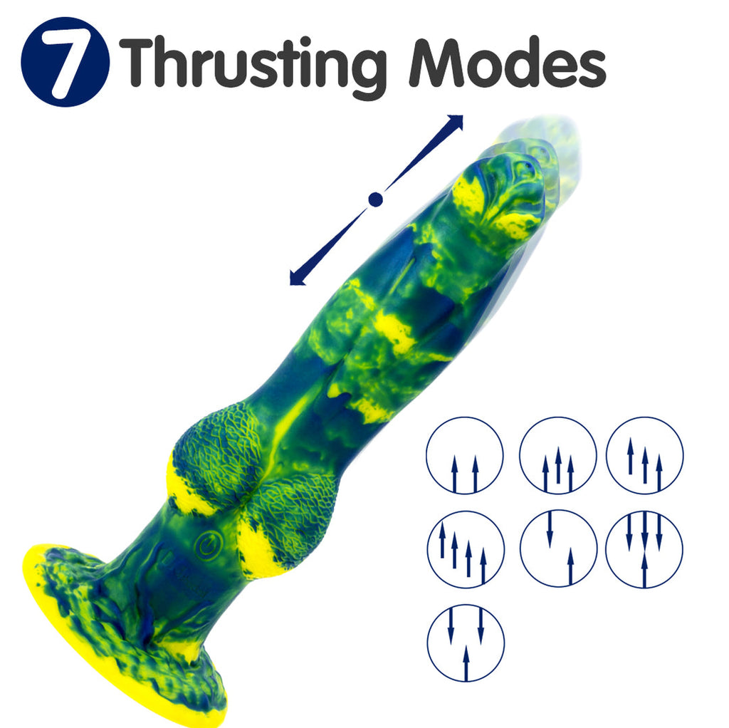 Dragon 7 Thrusting & 7 Vibrating Klein Yellow Dildos 8.86-Inch