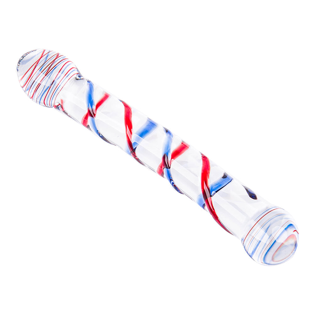 Sapphire And Ruby Spiral Glass Butt Plugs Dildo 8-Inch