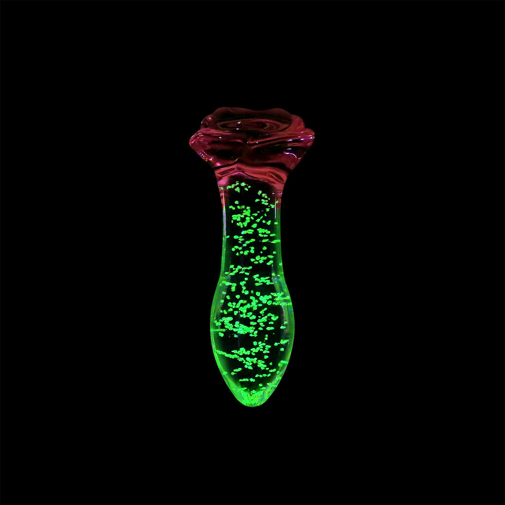 Rose Glass Luminous Butt Plug 4-Inch