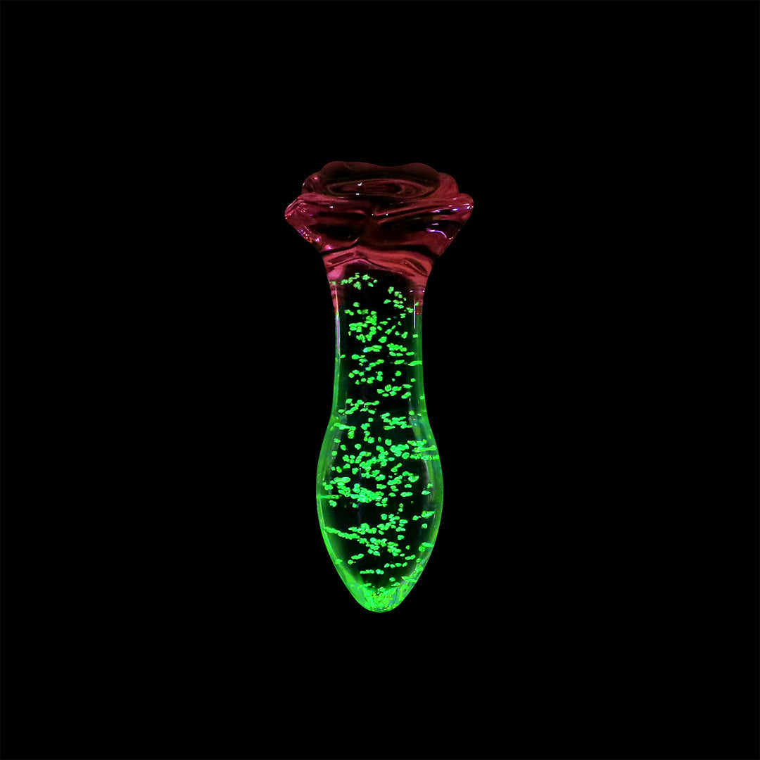Rose Glass Luminous Butt Plug 4-Inch