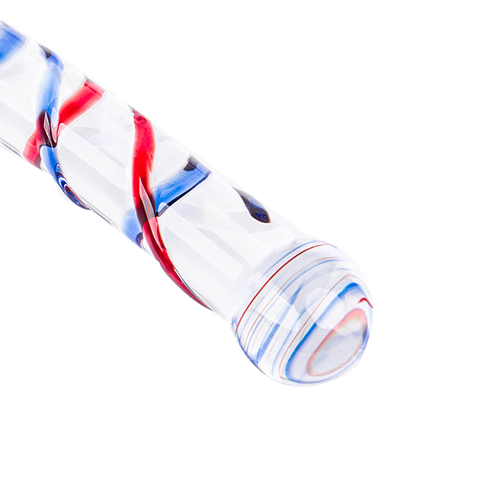 Sapphire And Ruby Spiral Glass Butt Plugs Dildo 8-Inch