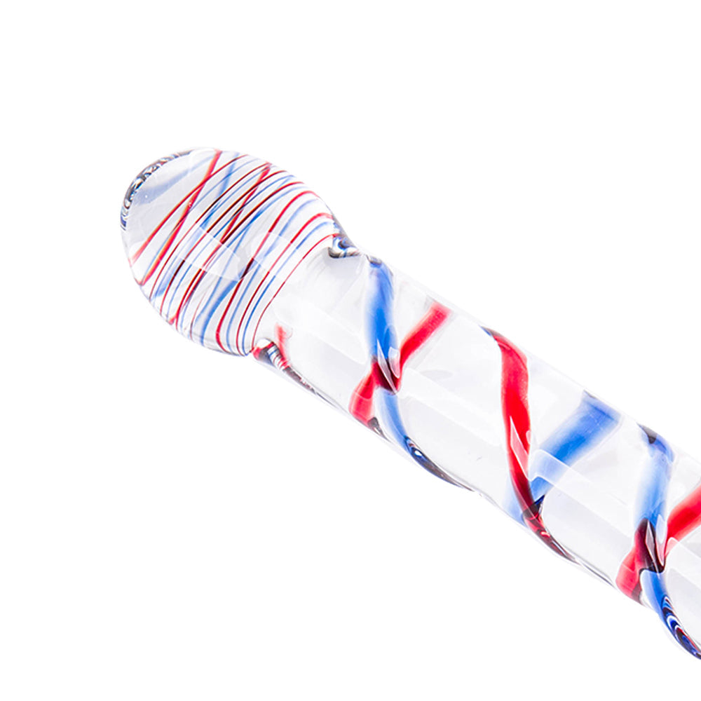 Sapphire And Ruby Spiral Glass Butt Plugs Dildo 8-Inch