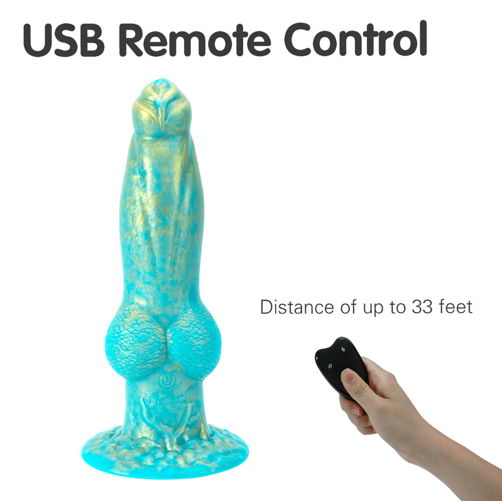 Dragon 7 Thrusting & 7 Vibrating Klein Green Dildos 8.86-Inch
