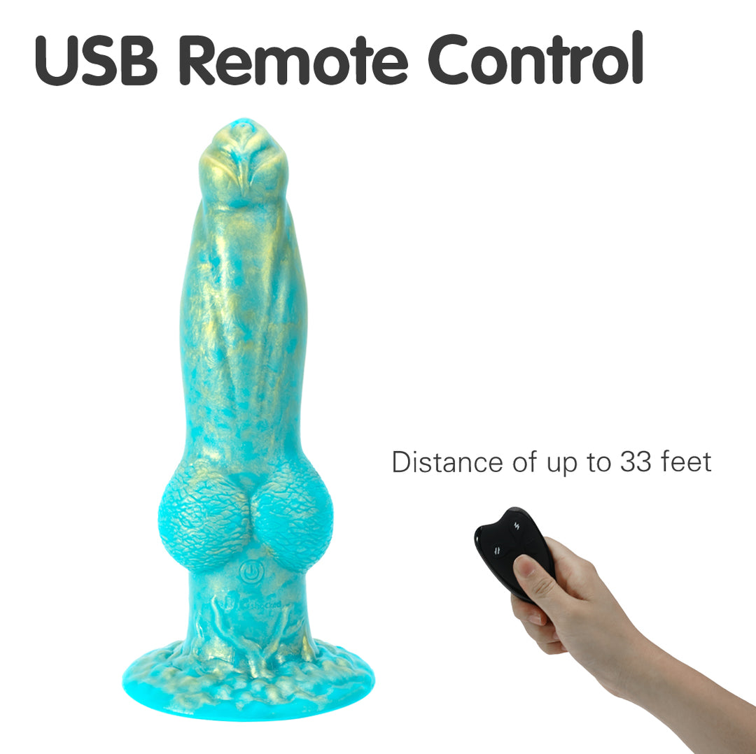 Dragon 7 Thrusting & 7 Vibrating Klein Green Dildos 8.86-Inch