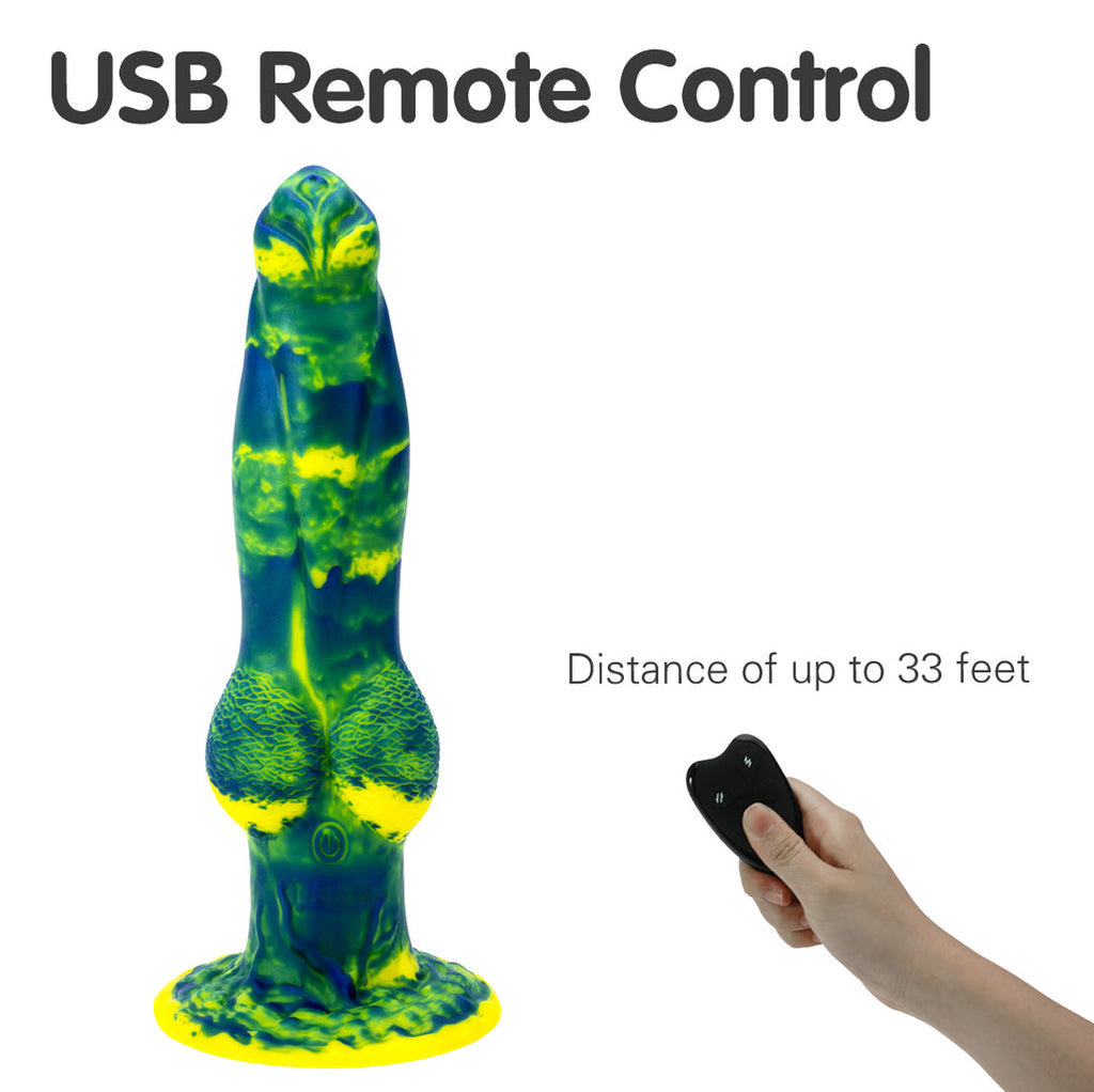 Dragon 7 Thrusting & 7 Vibrating Klein Yellow Dildos 8.86-Inch