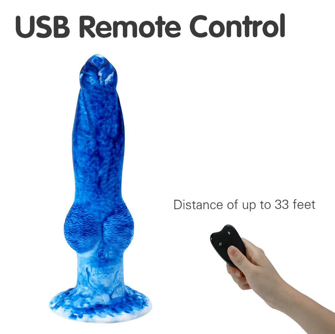 Dragon 7 Thrusting & 7 Vibrating Klein Blue Dildos 8.86-Inch