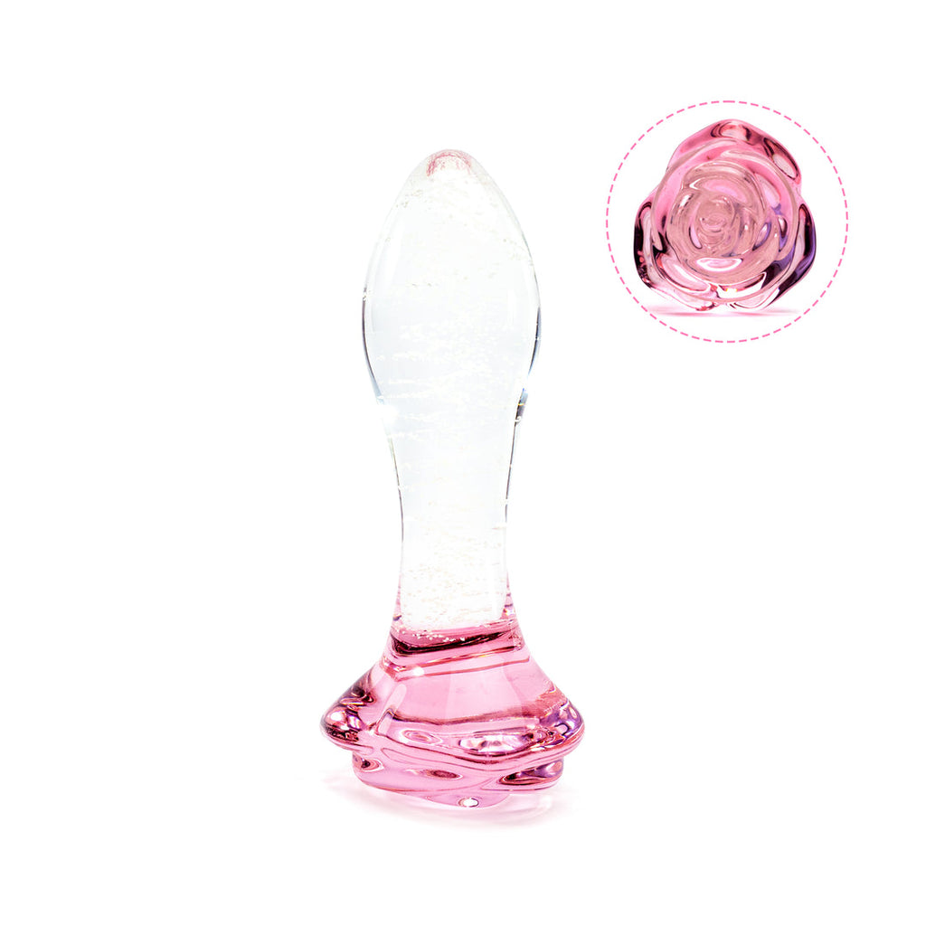 Rose Glass Luminous Butt Plug 4-Inch