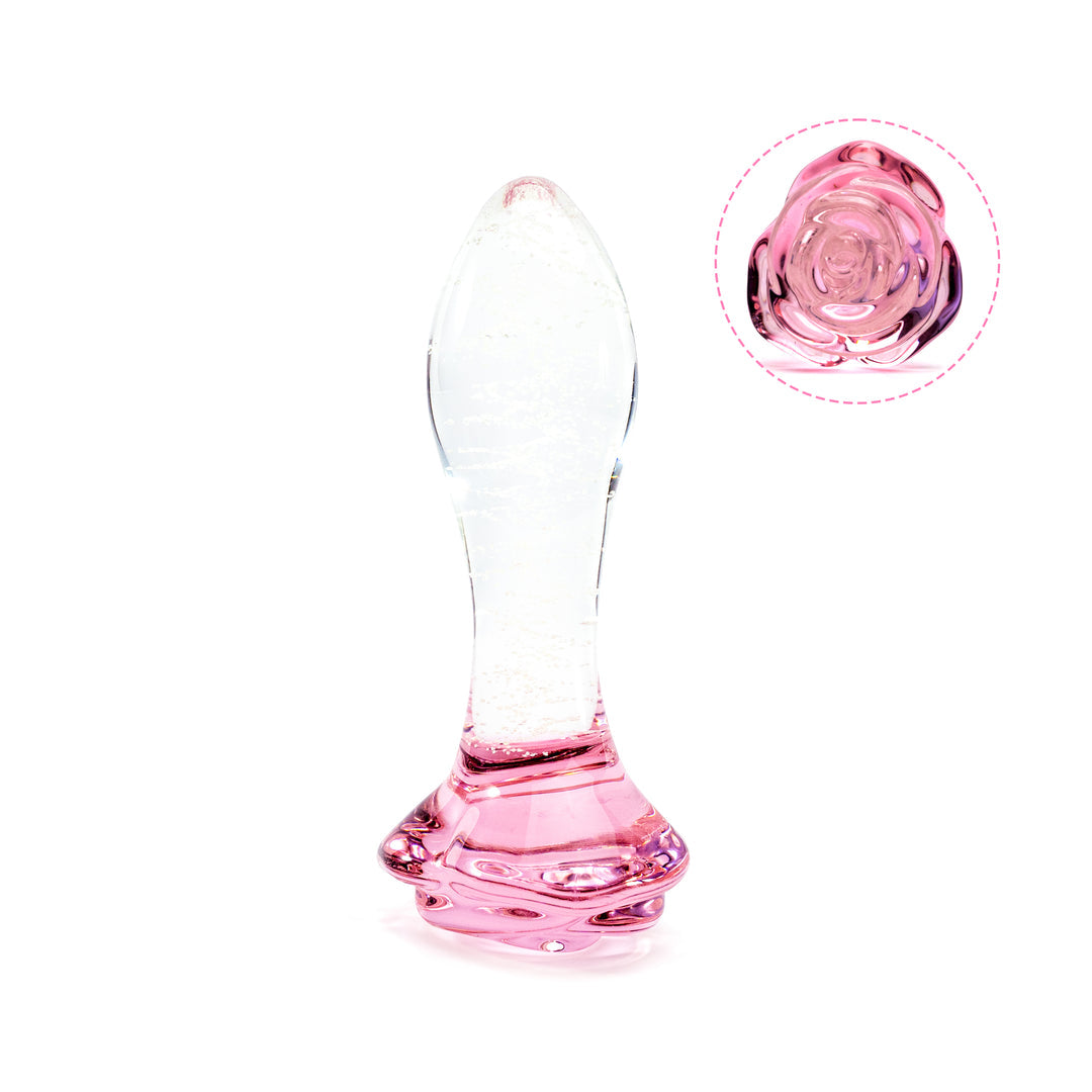 Rose Glass Luminous Butt Plug 4-Inch