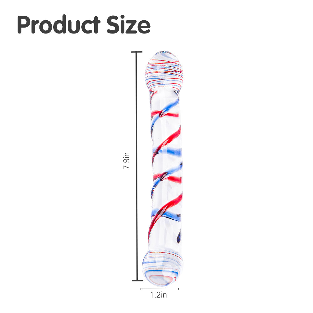 Sapphire And Ruby Spiral Glass Butt Plugs Dildo 8-Inch