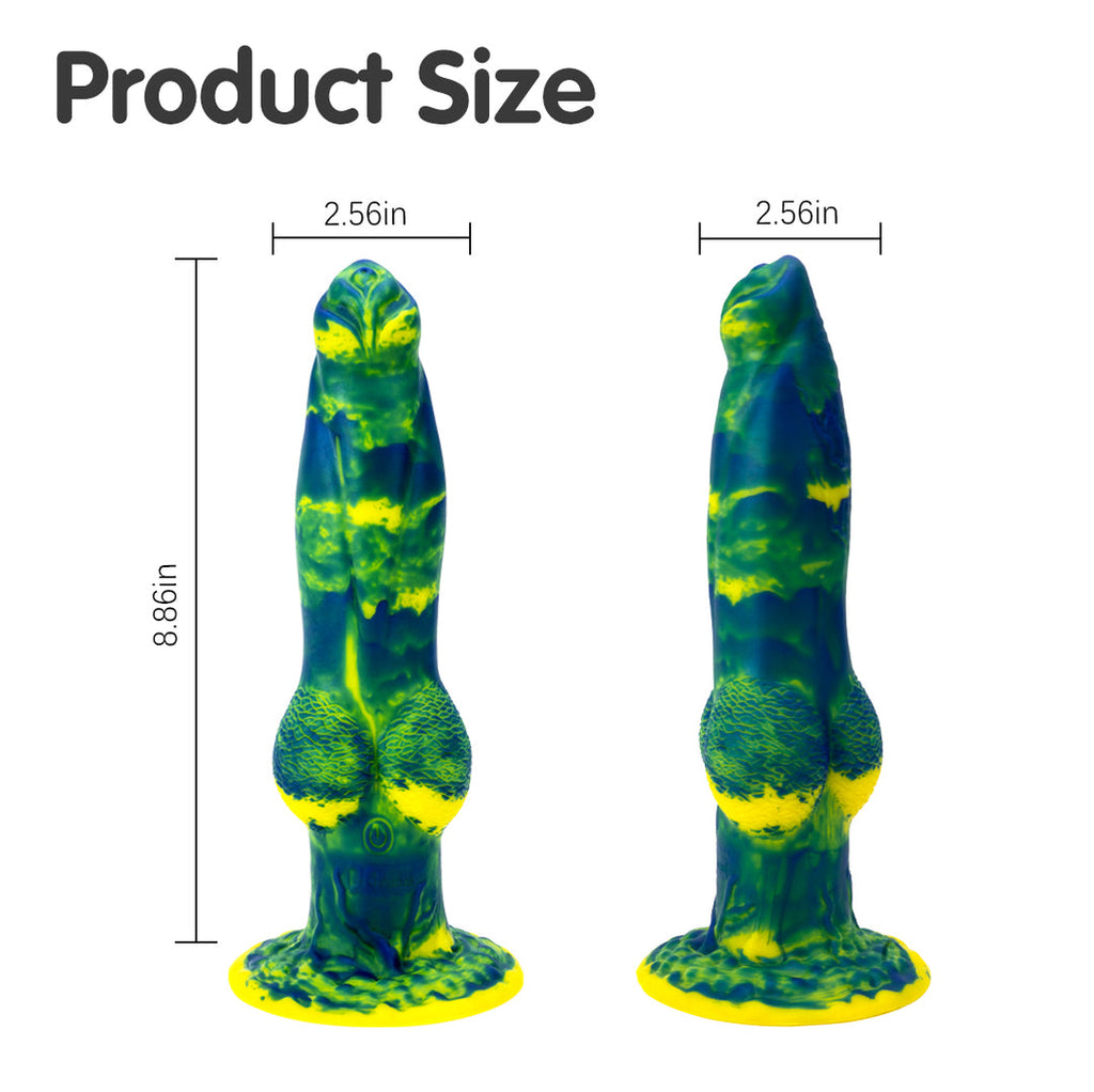 Dragon 7 Thrusting & 7 Vibrating Klein Yellow Dildos 8.86-Inch