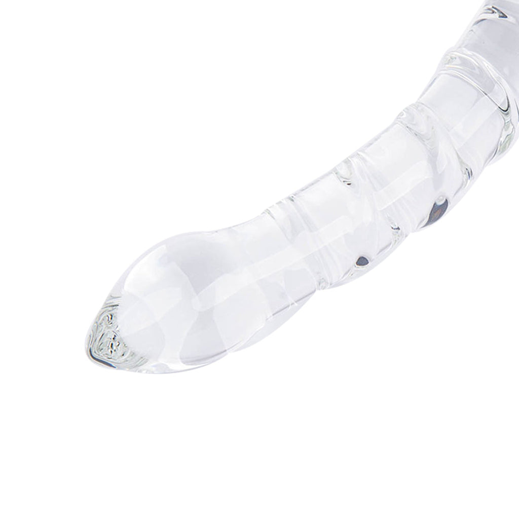 Two Head Beaded Sensual Glass Butt Plugs Dildo 7-Inch