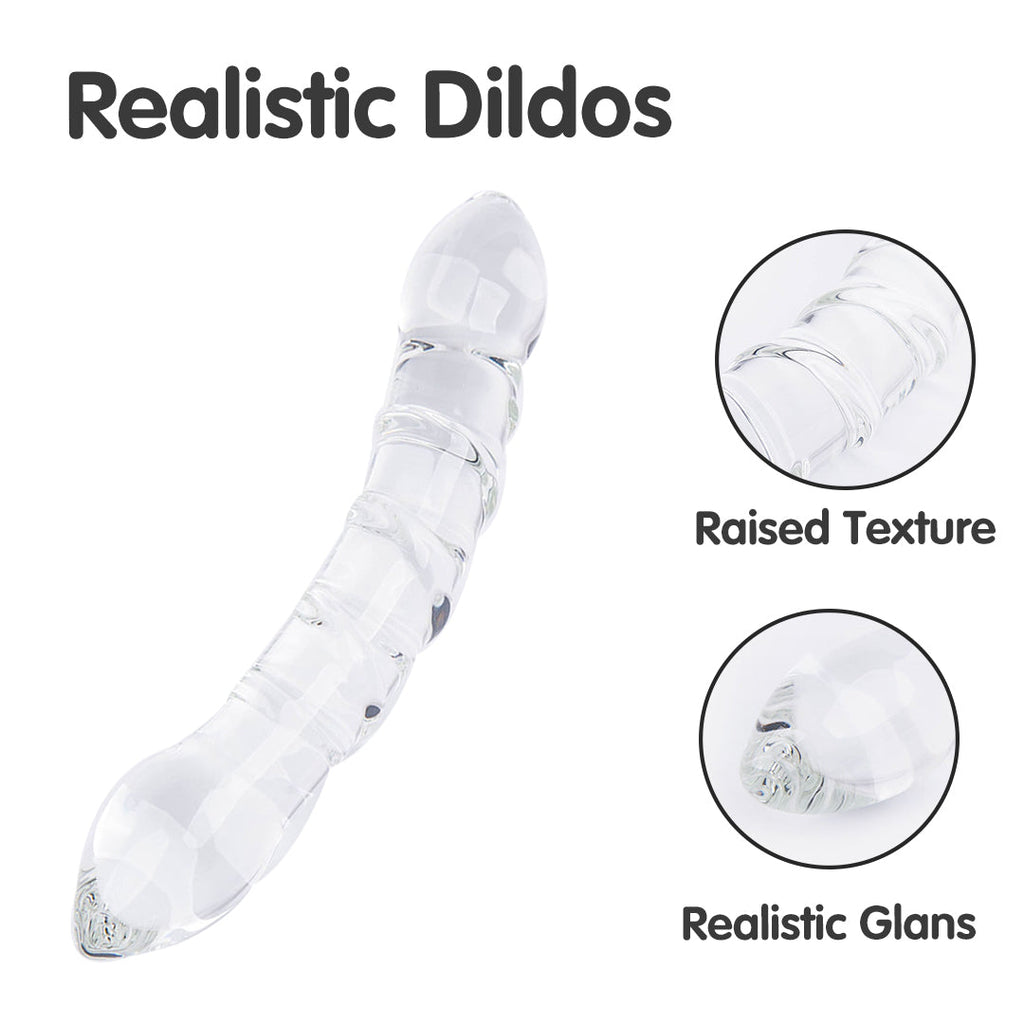 Two Head Beaded Sensual Glass Butt Plugs Dildo 7-Inch