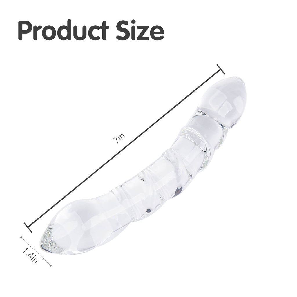 Two Head Beaded Sensual Glass Butt Plugs Dildo 7-Inch