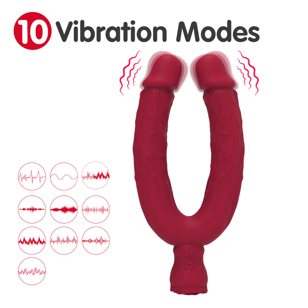 Y-Lover Double Sided Rose Bloom Dildo Vibrator