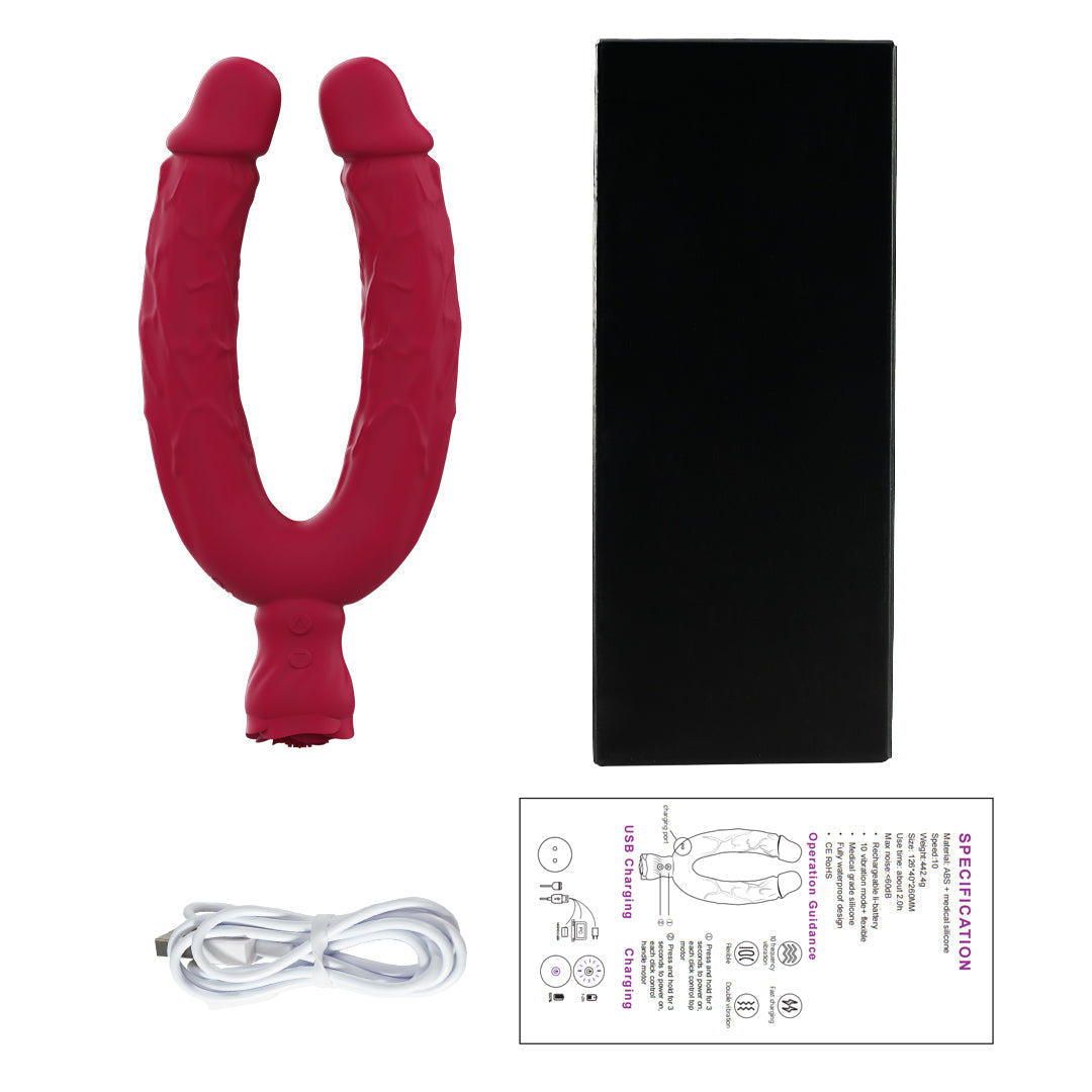 Y-Lover Double Sided Rose Bloom Dildo Vibrator