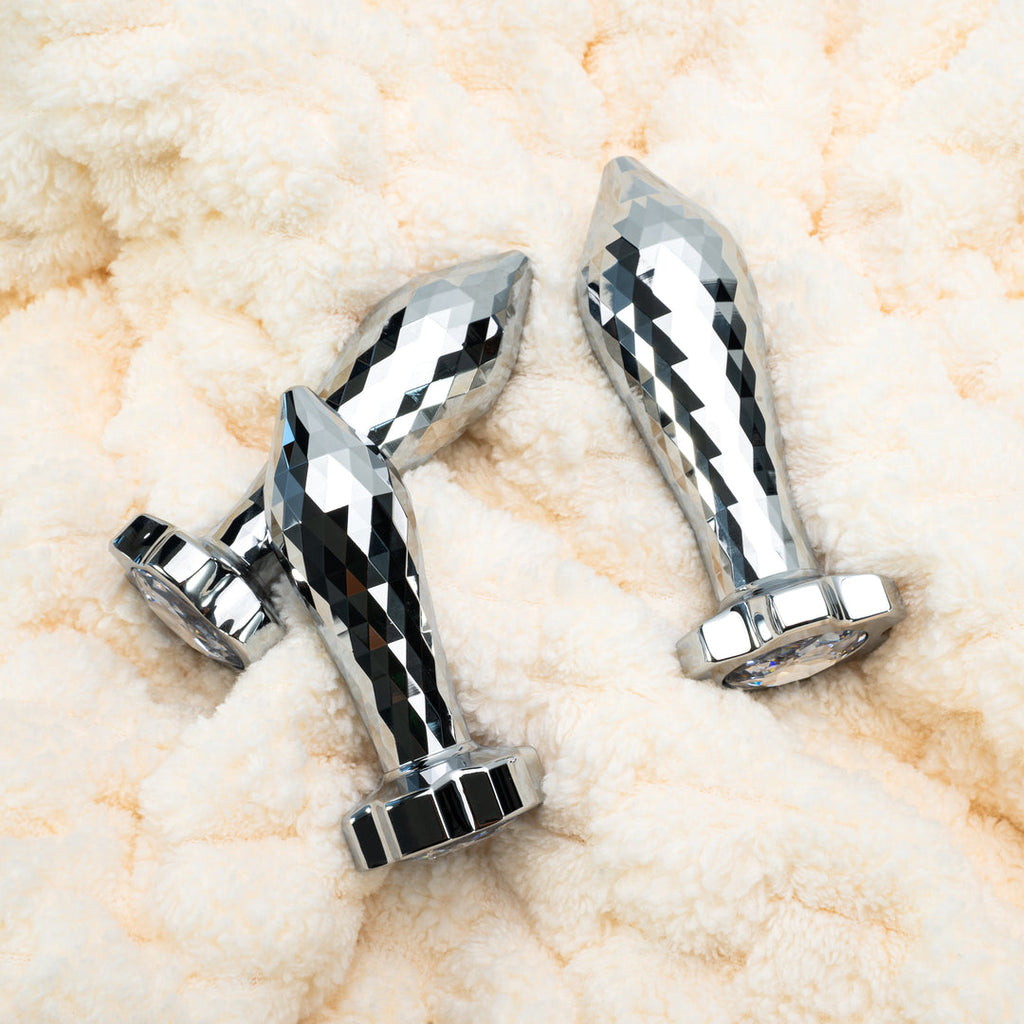 SparkSilver Diamond Rhombus Metal Butt Plug Set（3 Piece）