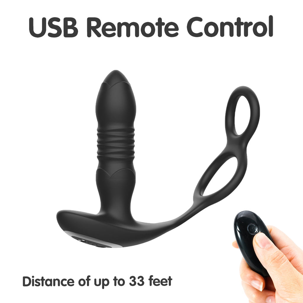 InnerGlo Rechargeable Remote Control Thrusting Prostate Massager Cock Rings