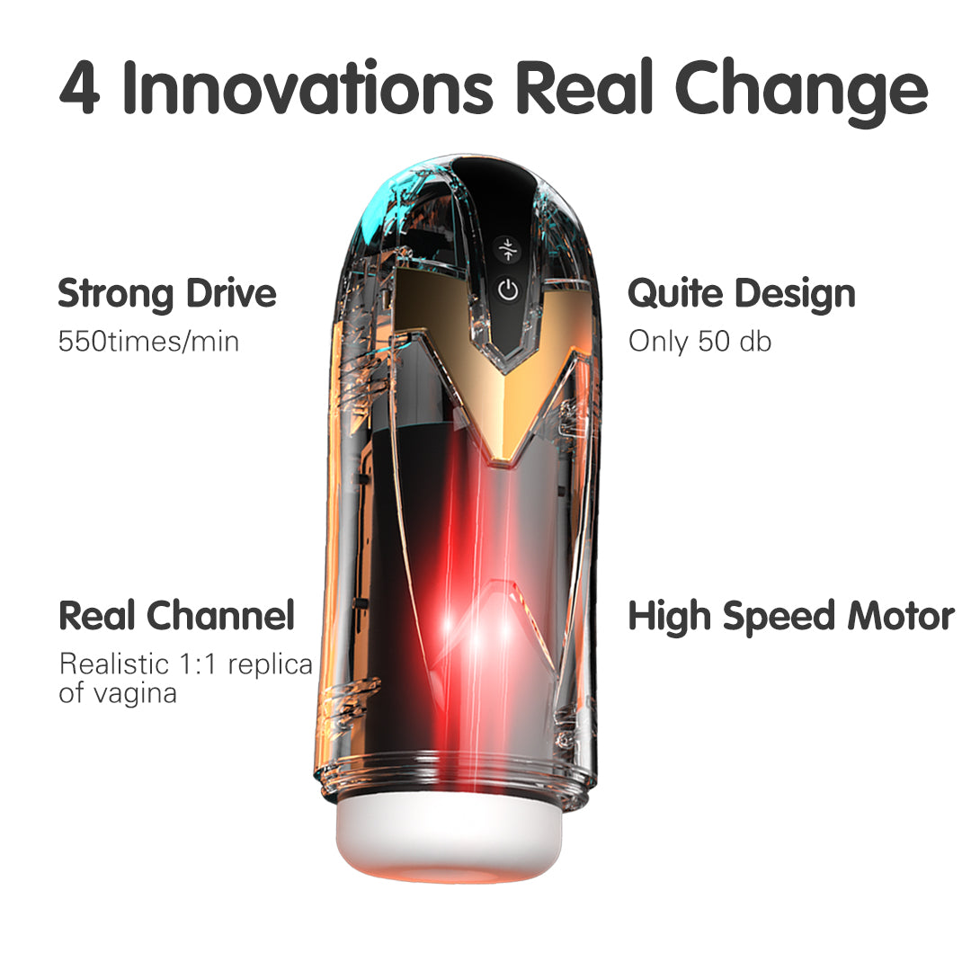 Iron Man Telescopic Vibrating Heated Sound Masturbator