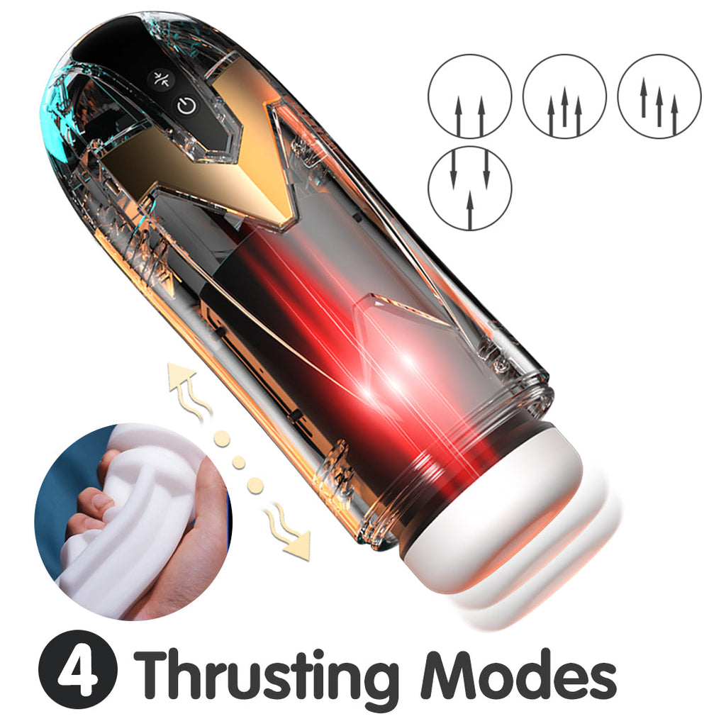 Iron Man Telescopic Vibrating Heated Sound Masturbator