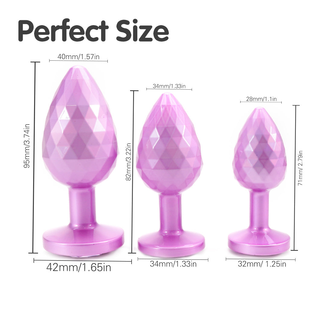 Pink Light Ball Metal Butt Plug Set (3 Piece)