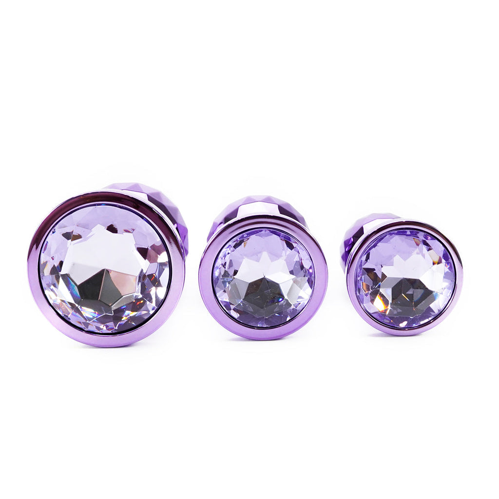 Purple Light Ball Metal Butt Plug Set (3 Piece)