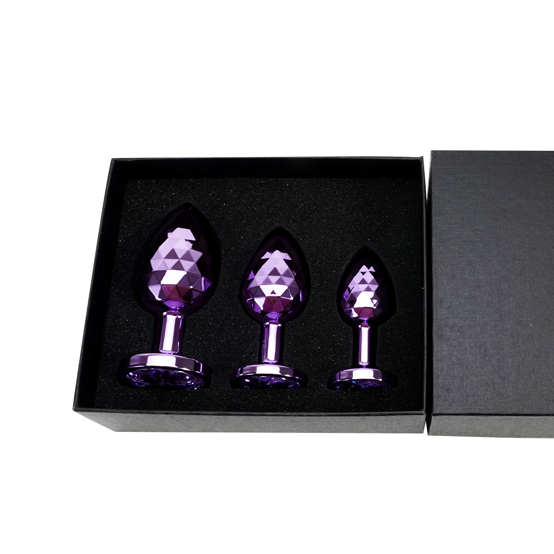 Purple Light Ball Metal Butt Plug Set (3 Piece)