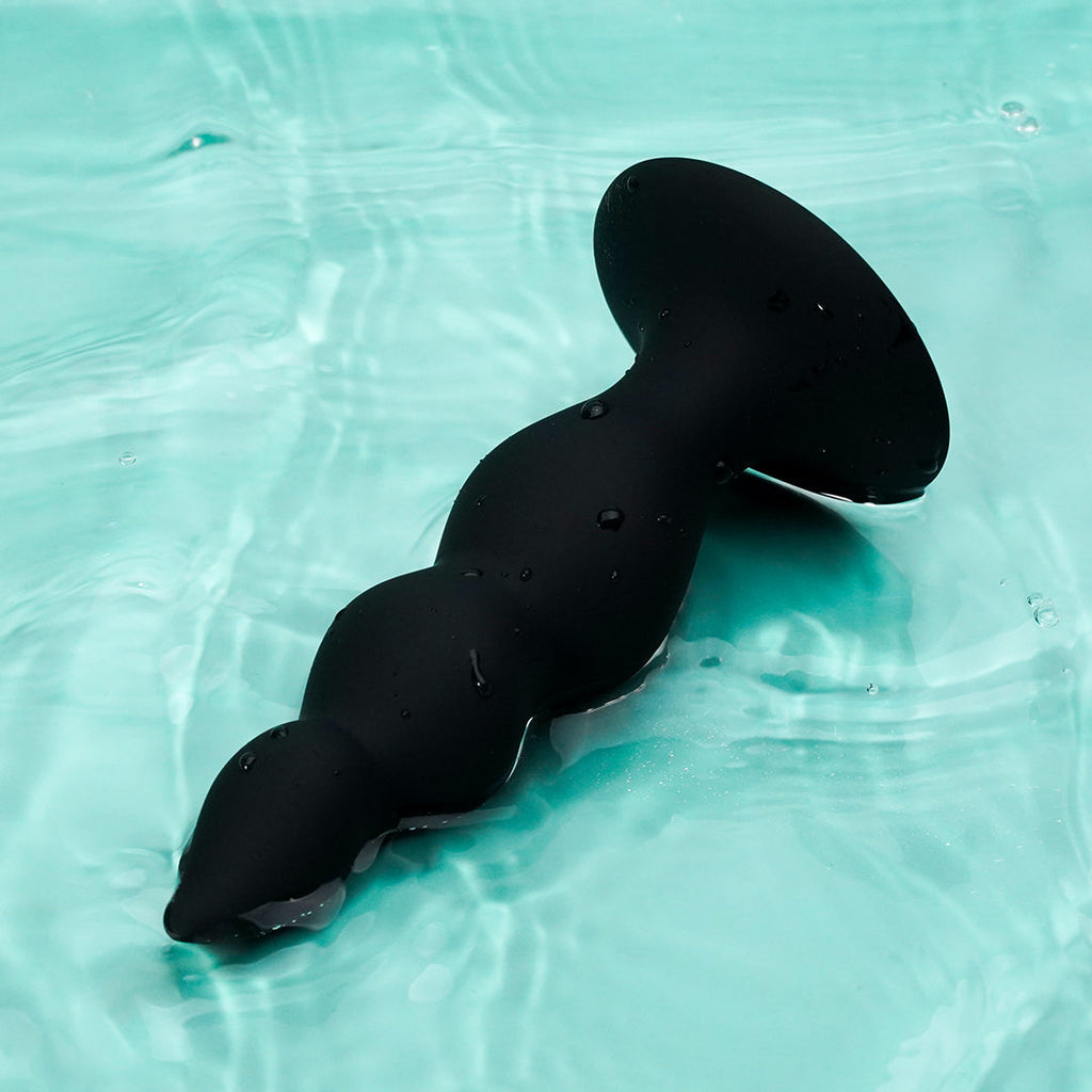 Nathan Beaded Black Anal Dildo Massager With Suction Cup Base