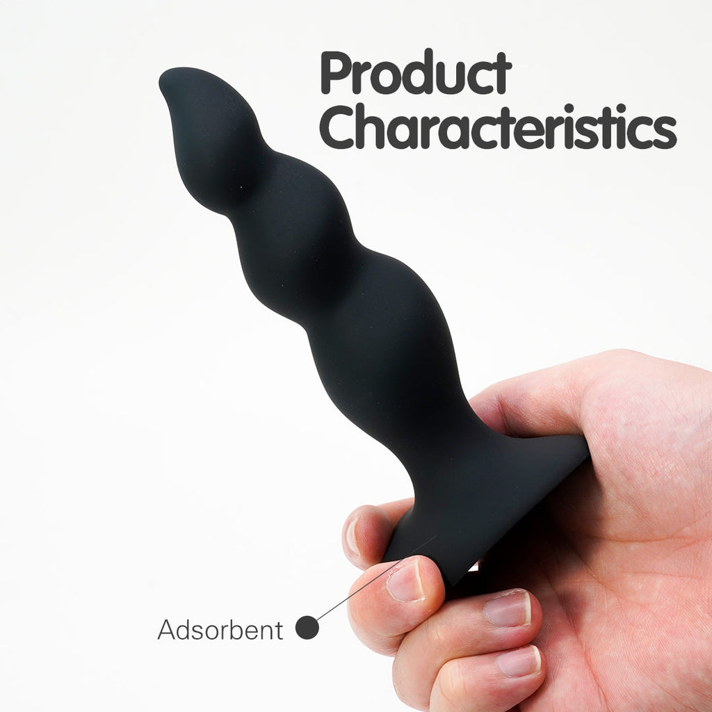 Nathan Beaded Black Anal Dildo Massager With Suction Cup Base