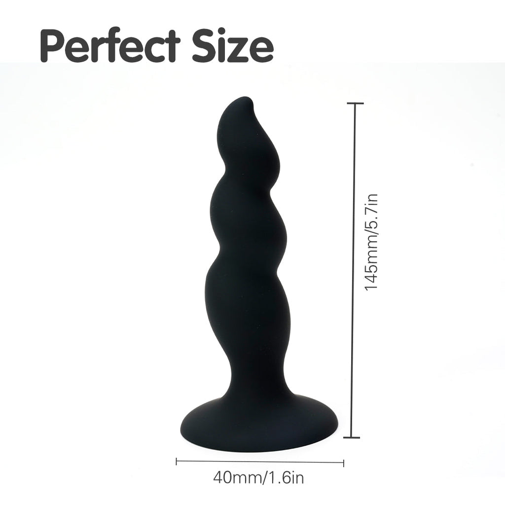 Nathan Beaded Black Anal Dildo Massager With Suction Cup Base
