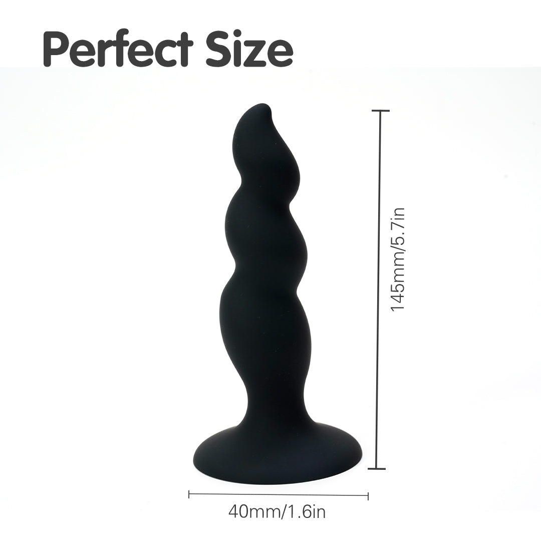 Nathan Beaded Black Anal Dildo Massager With Suction Cup Base