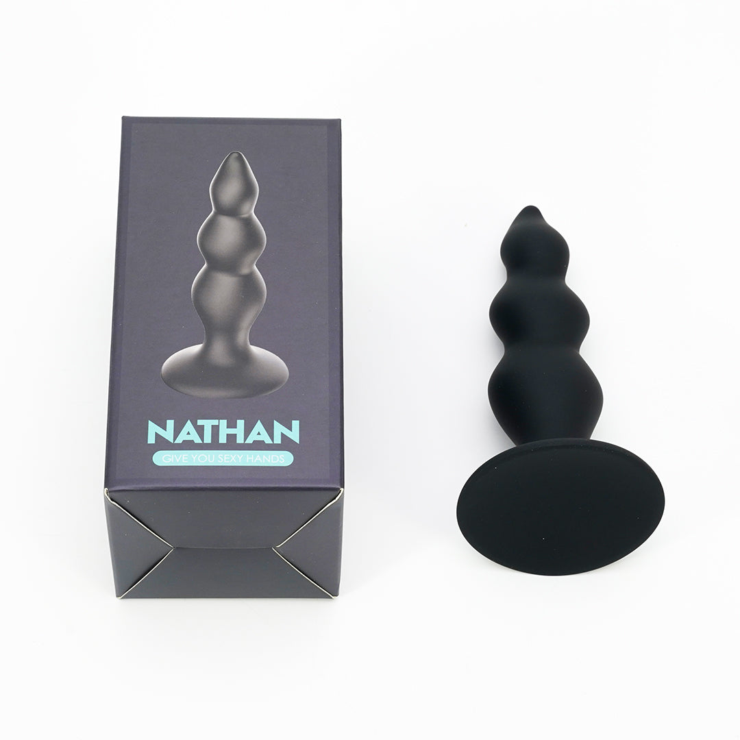 Nathan Beaded Black Anal Dildo Massager With Suction Cup Base