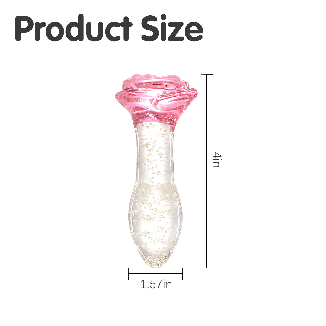 Rose Glass Luminous Butt Plug 4-Inch