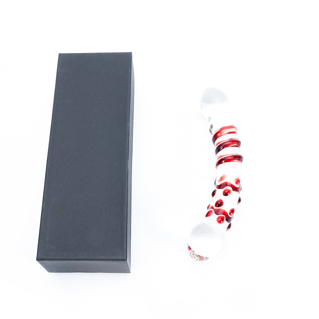 Crystal Bliss Ruby Spiral Raised Dot Glass Butt Plugs Dildo 7-Inch