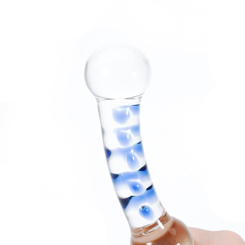 Crystal Bliss Sapphire Spiral Glass Butt Plugs Dildo 8-Inch