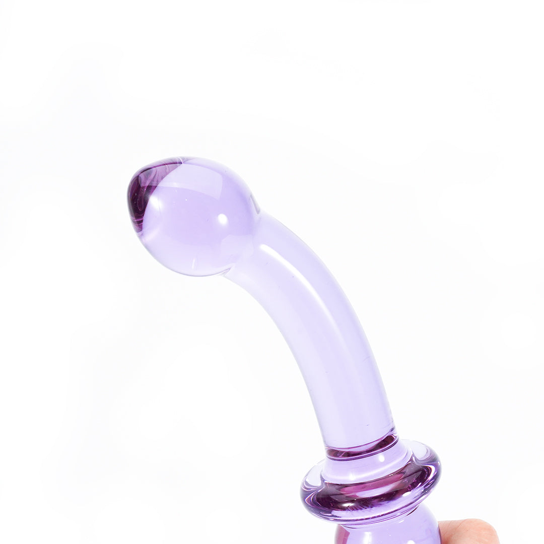 Crystal Bliss Amethyst Glass Dildo Aanal Beads 7-Inch