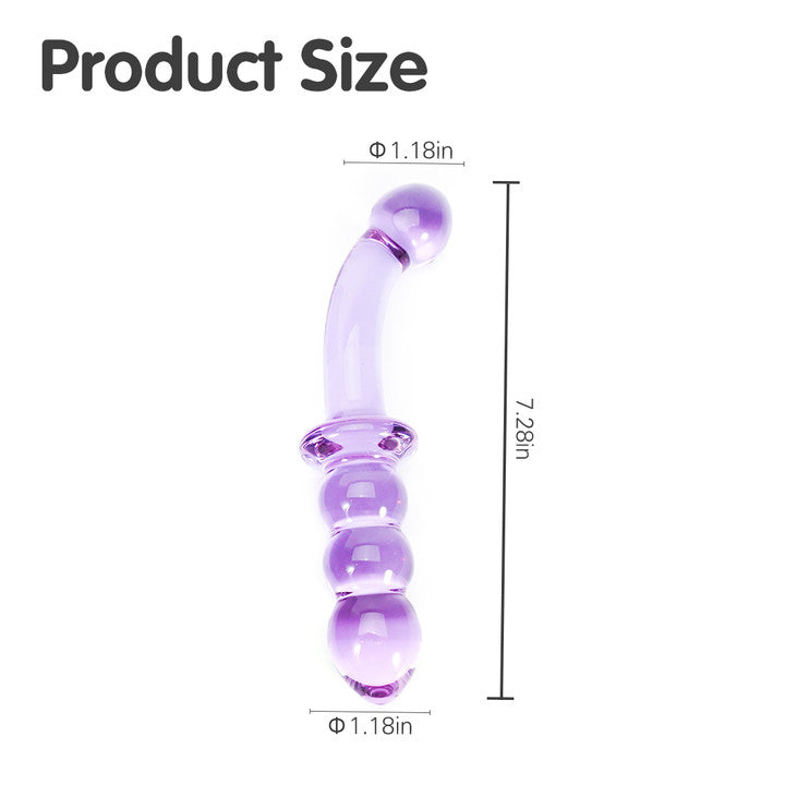 Crystal Bliss Amethyst Glass Dildo Aanal Beads 7-Inch