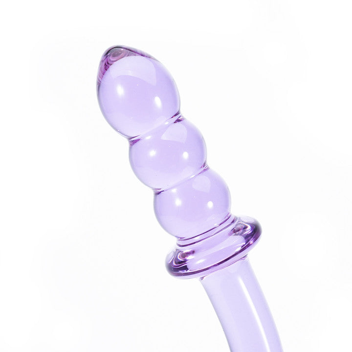 Crystal Bliss Amethyst Glass Dildo Aanal Beads 7-Inch
