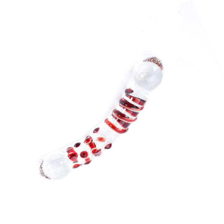 Crystal Bliss Ruby Spiral Raised Dot Glass Butt Plugs Dildo 7-Inch