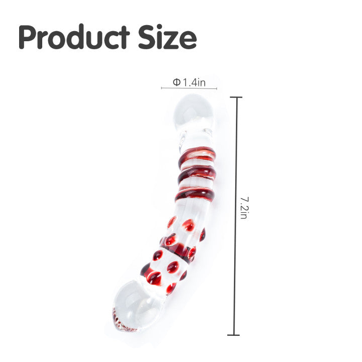 Crystal Bliss Ruby Spiral Raised Dot Glass Butt Plugs Dildo 7-Inch