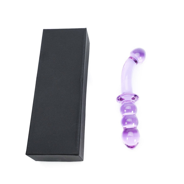 Crystal Bliss Amethyst Glass Dildo Aanal Beads 7-Inch