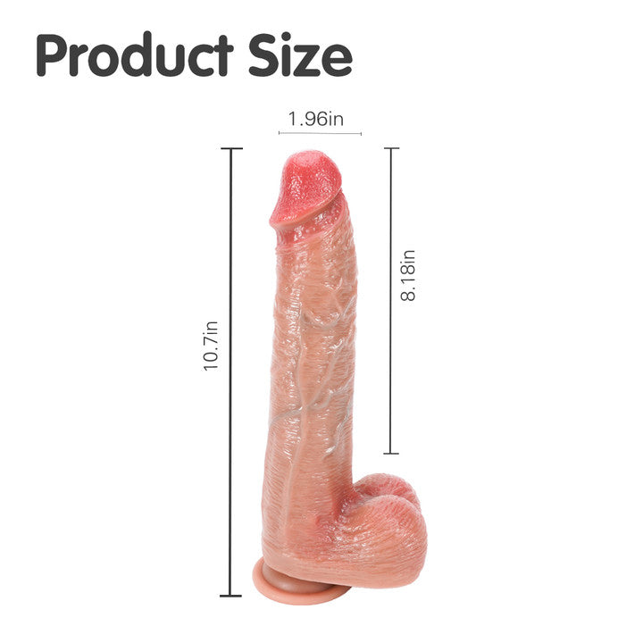 Pleasure Engine Heat 7 Thrusting & 10 Vibrating Realistic Big Dildo Vibrator 10-Inch